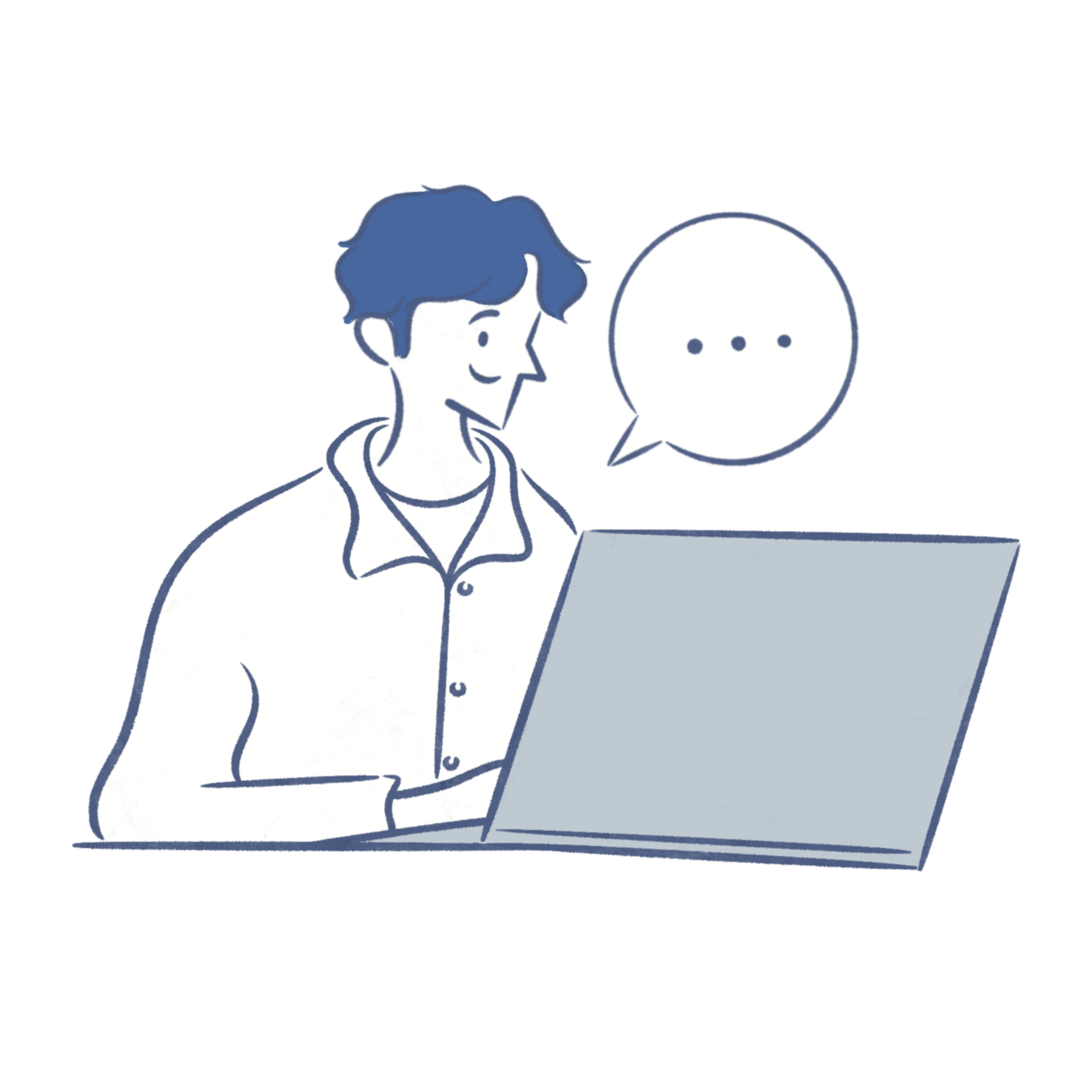 お問い合わせに対応するスタッフのイラスト