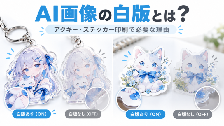 AI画像の白版とは何かをアクキーとステッカーの比較で解説するアイキャッチ画像