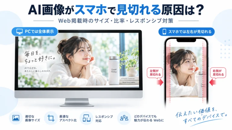 AI画像がスマホで見切れる原因とレスポンシブ表示の対策を解説する画像