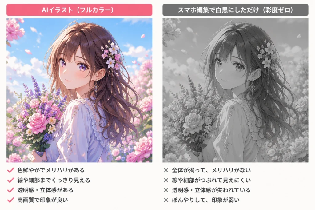 スマホ編集で白黒にしただけ