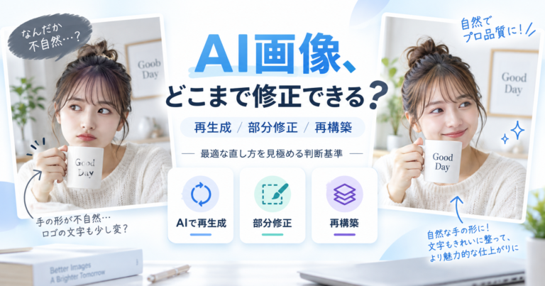 AI画像はどこまで修正できるのかを再生成・部分修正・再構築で比較したアイキャッチ画像