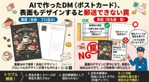 AIで作ったDM（ポストカード）、表面もデザインすると郵送できない罠