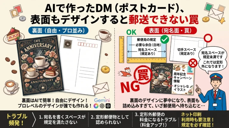 AIで作ったDM（ポストカード）、表面もデザインすると郵送できない罠