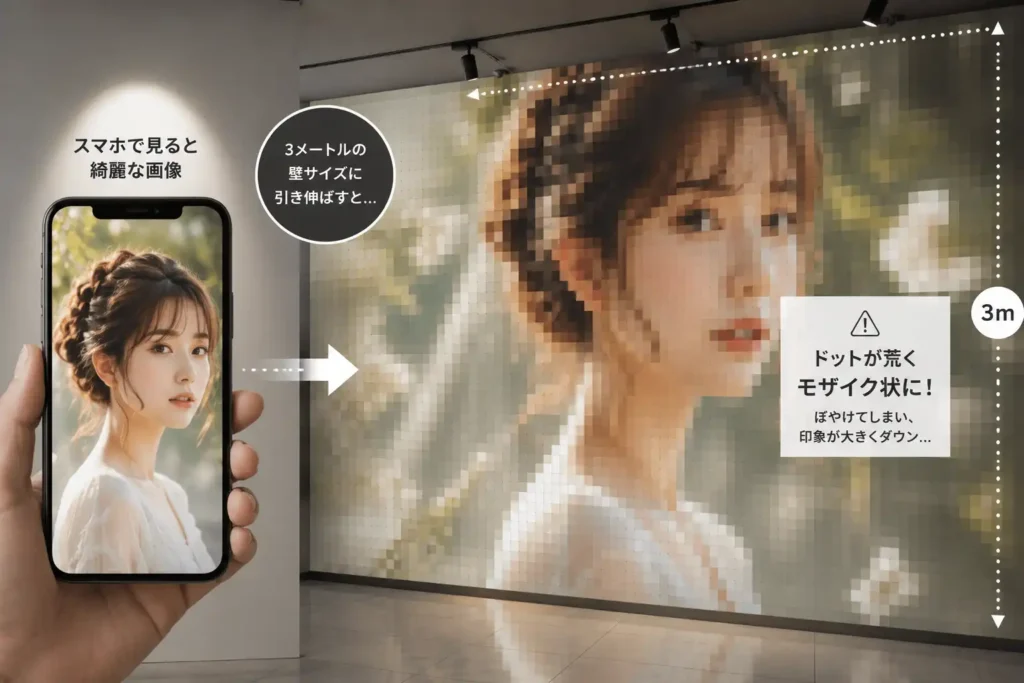 AIで作る「展示会バックパネル」の失敗！解像度不足と分割線の罠
