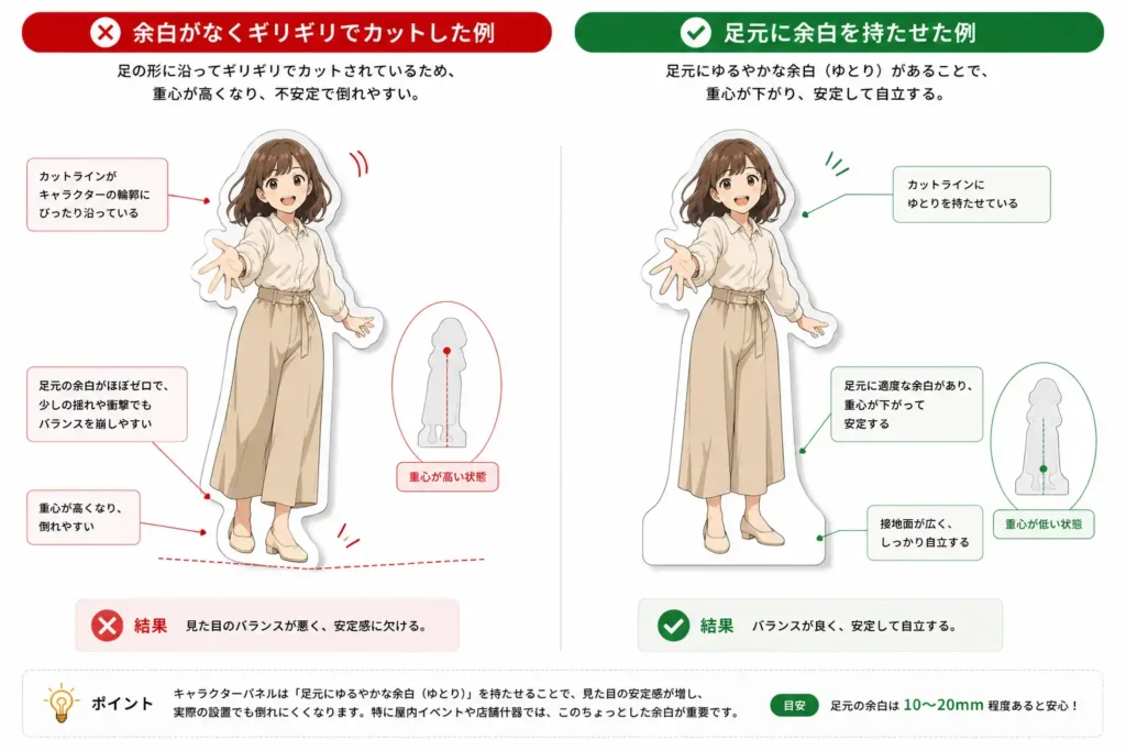 AIイラストで「等身大パネル」を作ったら倒れた!?紙脚と重心の罠