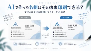 AIで作った名刺をそのまま印刷した場合とベクター化して印刷した場合の違い