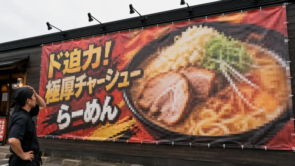 横断幕がガビガビ
