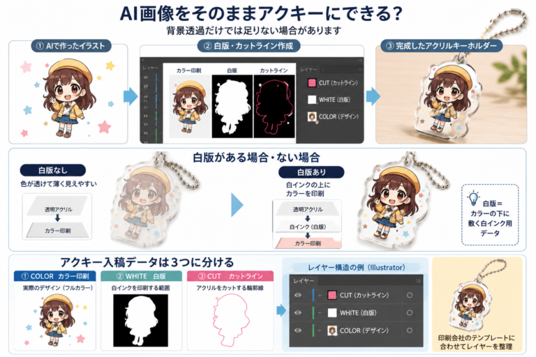 AI画像から白版とカットラインを作成してアクリルキーホルダーにする流れ