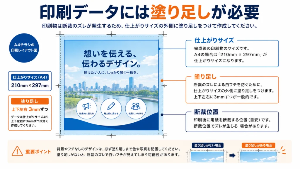 パンフレット印刷に必要な仕上がり線と塗り足しの解説