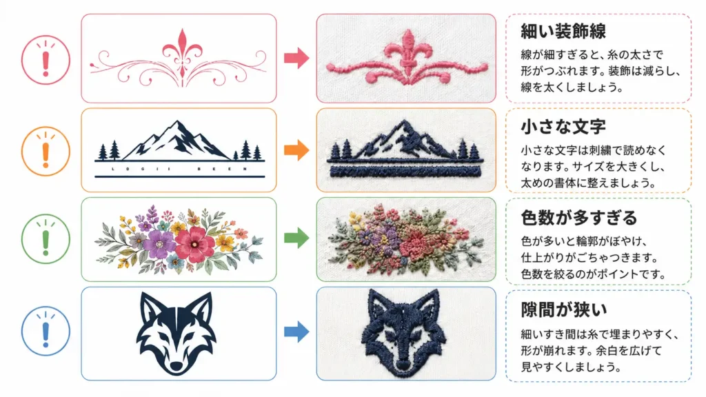 AIロゴの細い線や文字が刺繍で潰れる4つの原因