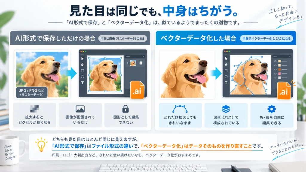 AI形式保存とベクターデータ化の違い