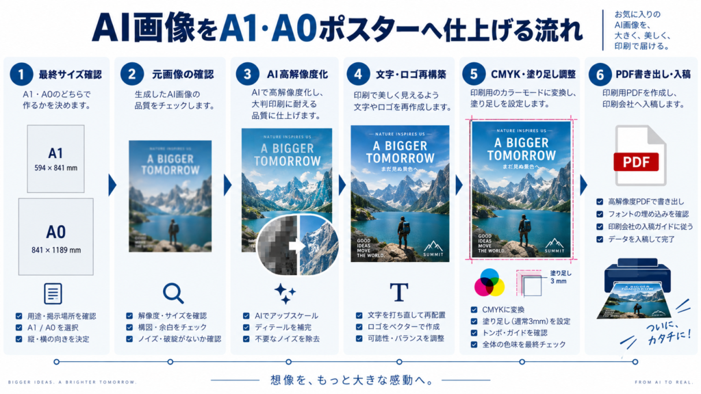 AI画像をA1・A0ポスター用の印刷データへ仕上げる流れ