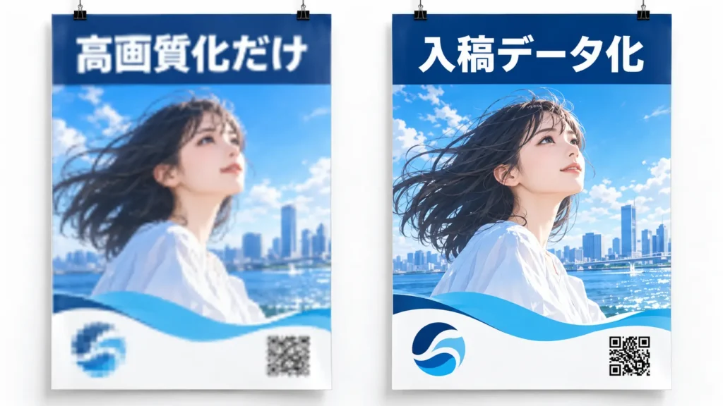 AI画像の高画質化だけでは文字化け・ロゴ・QRコードが直らない図解