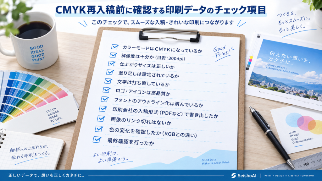 CMYK再入稿前に確認する印刷データのチェック項目